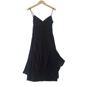 Fashion Bug Cocktail‎ Dress Womens Black Red Metallic Shimmer Whimsigoth Y2K 90s